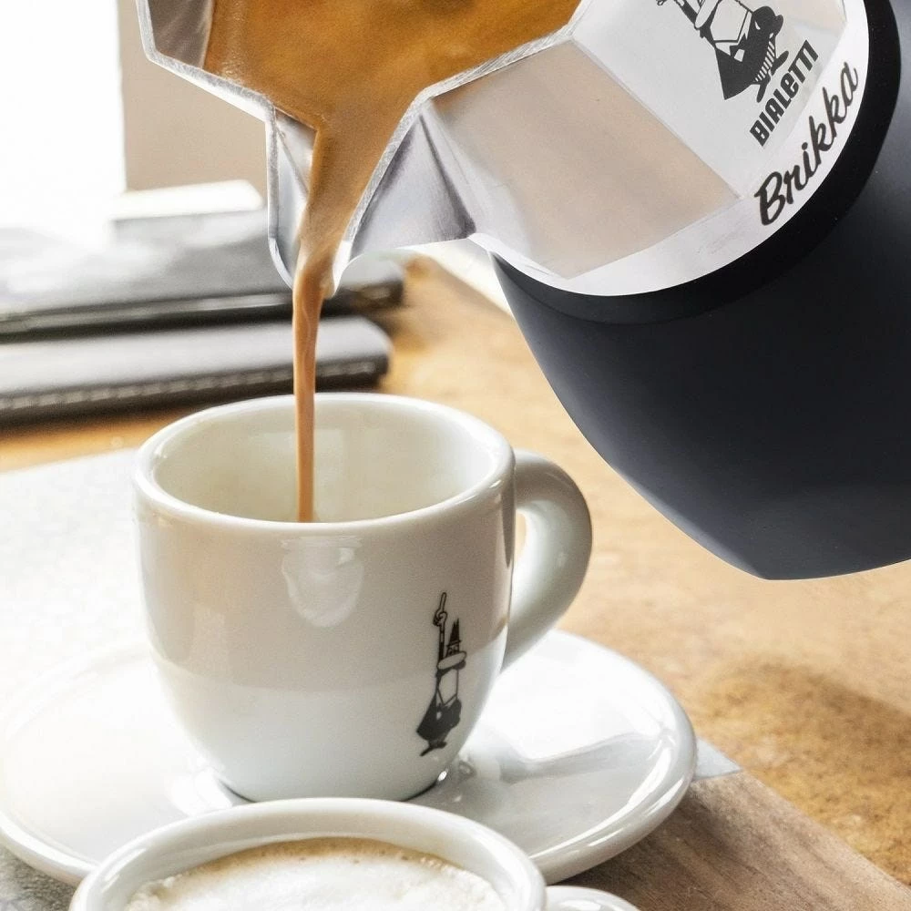 Moka pot Bialetti Brikka, 0.17L, 4 filxhanë, Alumini, Zi