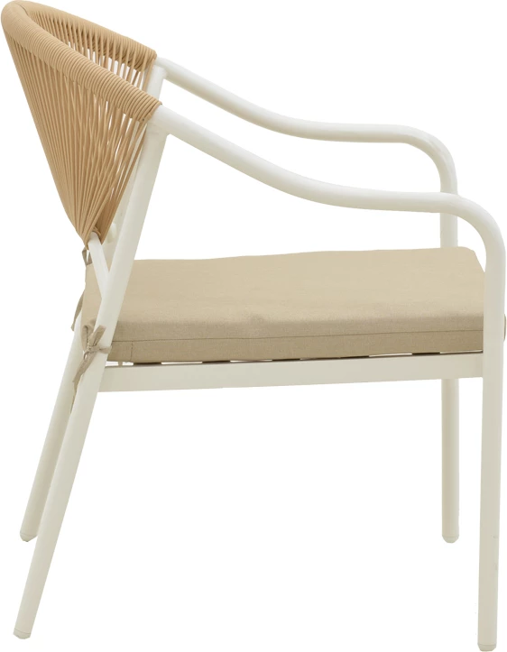 Set Bonanza për sallon, 4 pjesë, ratan bezhë-alumin i bardhë