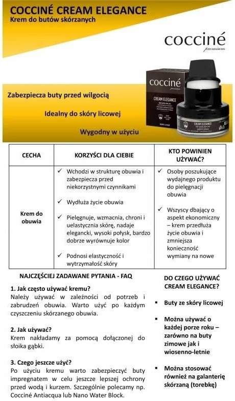 Krem kujdesi për këpucë Coccine Cream Elegance, kafe mesatare