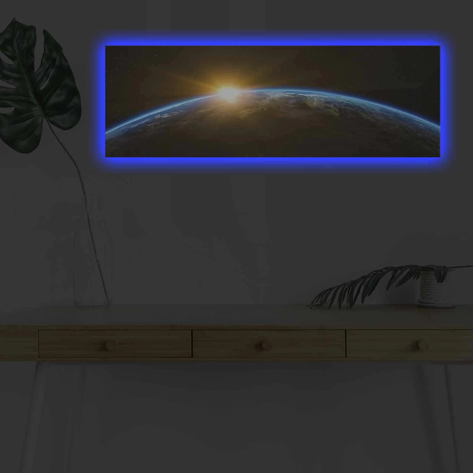 Pikturë dekorative në kanavacë me drita LED, Wallity, 3090NASA-018, shumëngjyrëshe, 30x90cm