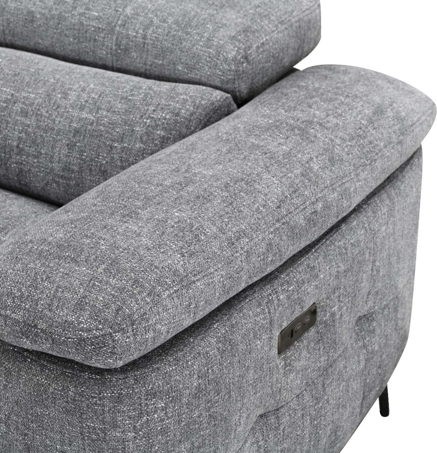 Këndore e majtë 5-vendëshe me recliner, stof gri, COMMODUS CD3315.01L, 275x231x77cm