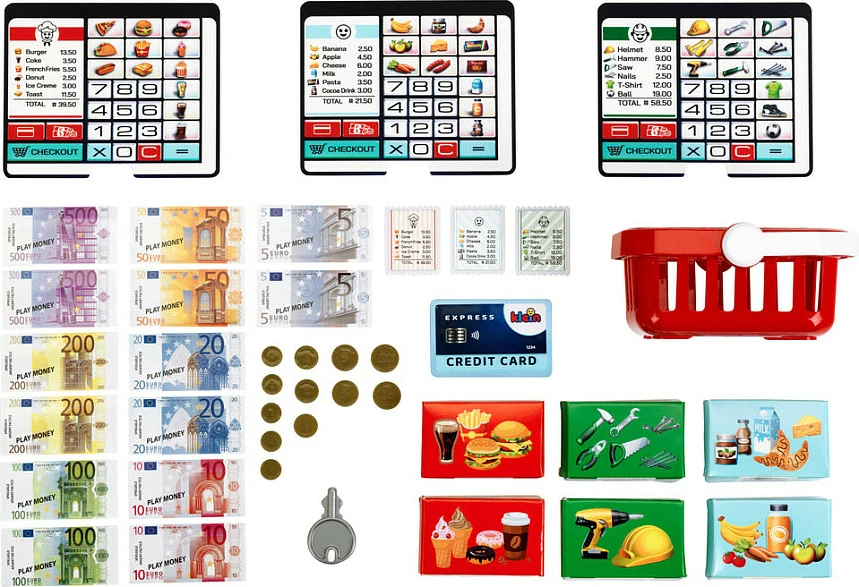 Arkë lodër Theo Klein My Market, stacion checkout vetëshërbimi me dritë dhe zë, 2x AAA, shumëngjyrëshe