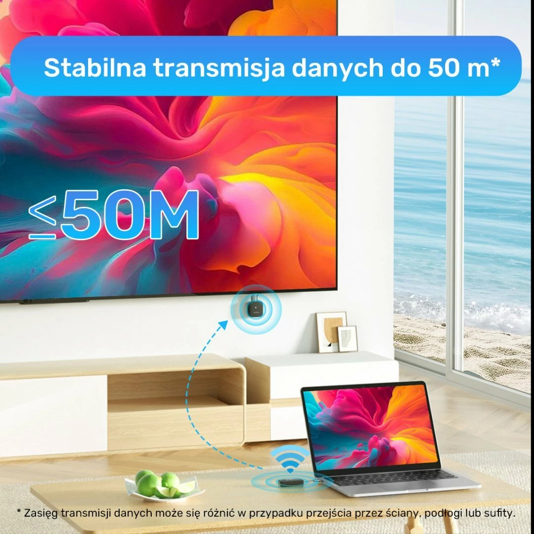 Sistem transmetimi HDMI pa tel Unitek V1184A01, USB-C në HDMI, 50 m, 1080p@60Hz, i zi, set transmetues + marrës