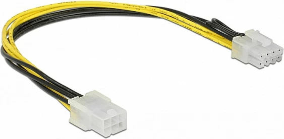 Kabllo adapter PCIe DeLOCK 85535, 6-pin në 8-pin, 0.3 m, e zezë/e verdhë