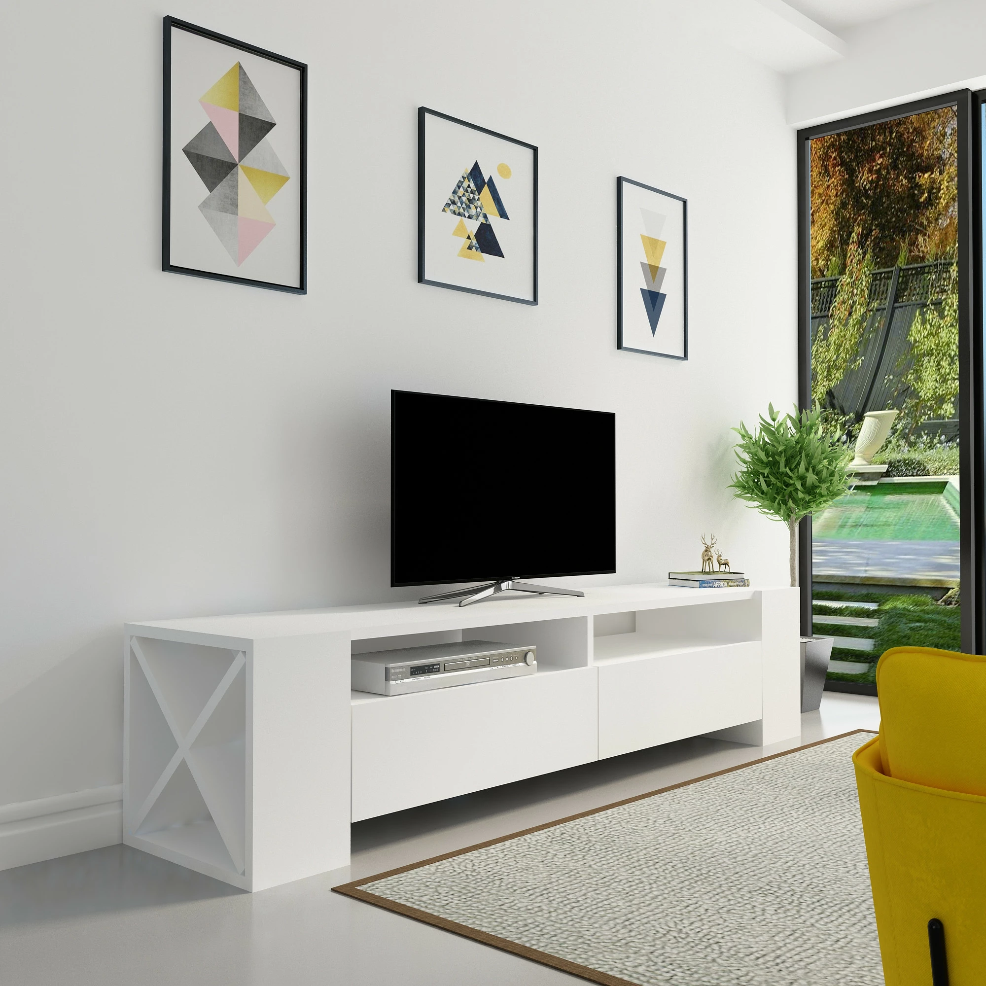 Komodë TV Hanah Home, Sosruko, e bardhë