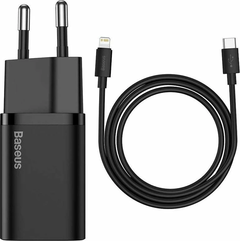 Karikues rrjeti Baseus Super Si TZCCSUP-B01 20W USB-C PD/QC 3A set me kabllo USB-C në Lightning 1 m i zi