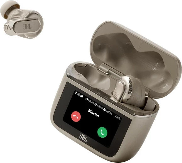 Kufje JBL Tour Pro 3 TWS, Bluetooth, ANC, Smart Charging Case me ekran prekje, Spatial 360, Hi-Res, Latte