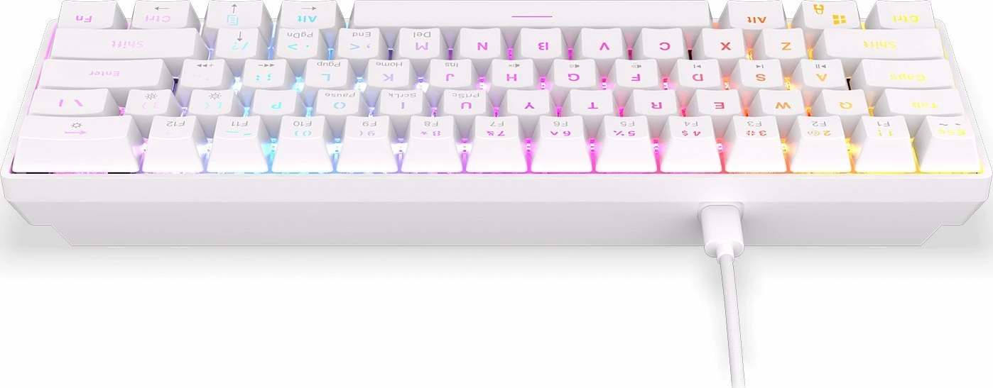 Tastierë mekanike gaming Krux Qara KRX0138 60% Outemu Red RGB USB, e bardhë