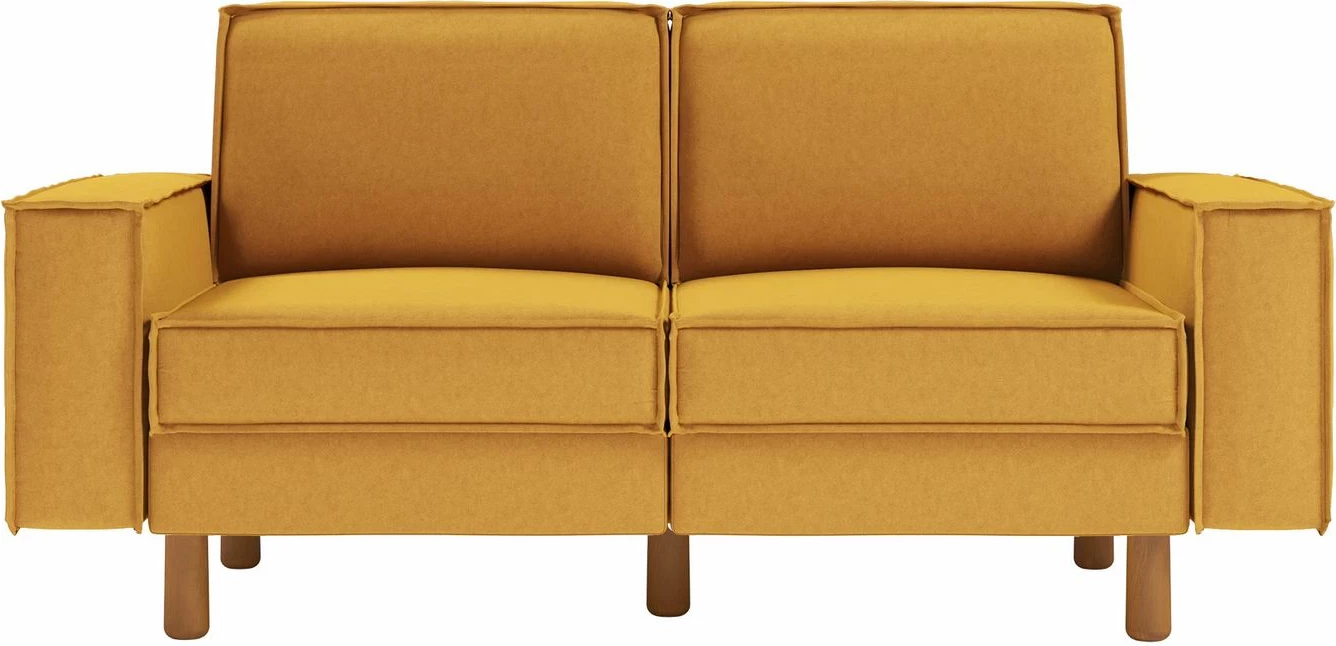Divan dy ulëshe Atelier del Sofa, ngjyrë mustard, këmbë dru arre