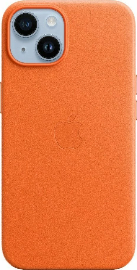 Mbështjellës Apple Leather MagSafe për iPhone 14 6.1", lëkurë natyrale, portokalli