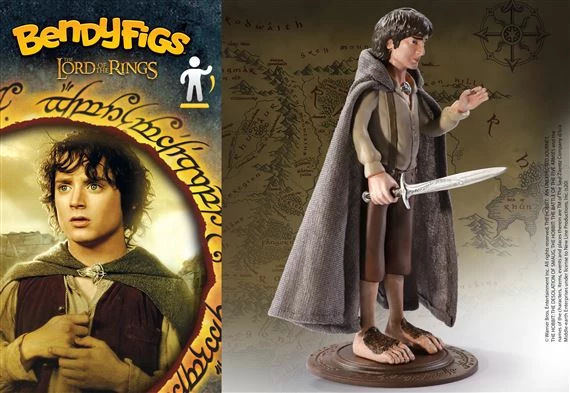 Figurë koleksionuese Noble Collection Bendyfigs Lord of the Rings Frodo Baggins 18 cm, fleksibile, me bazë