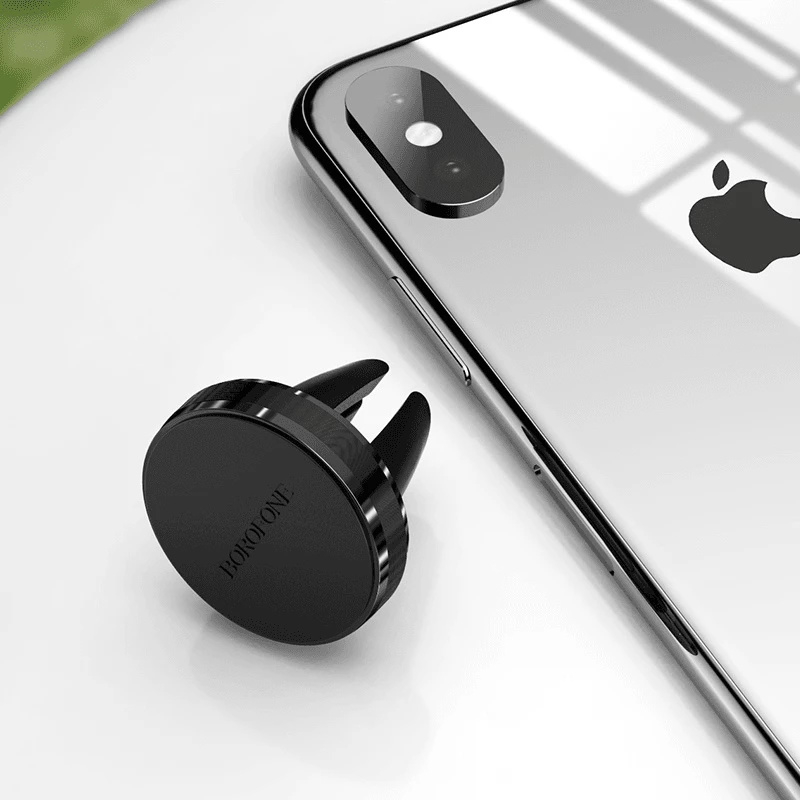 Mbajtëse magnetike për celular BOROFONE BH8, për grilë ajrimi (air vent), universale, me 2 pllaka metalike, e zezë