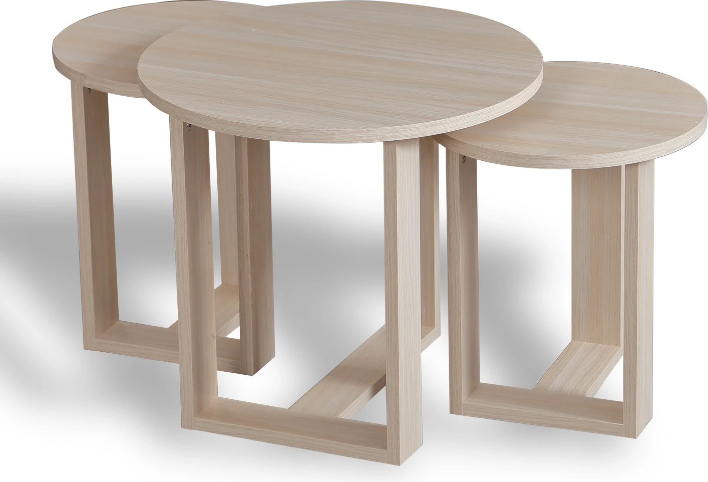 Set tavolina të mbivendosura Mira, 3 copë, ngjyrë lisi