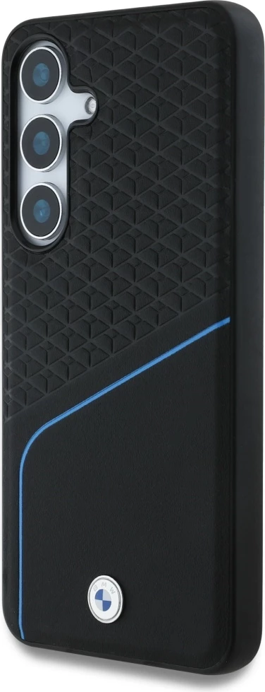 Mbështjellës BMW Leather Textured and Smooth MagSafe për Samsung Galaxy S25, i zi