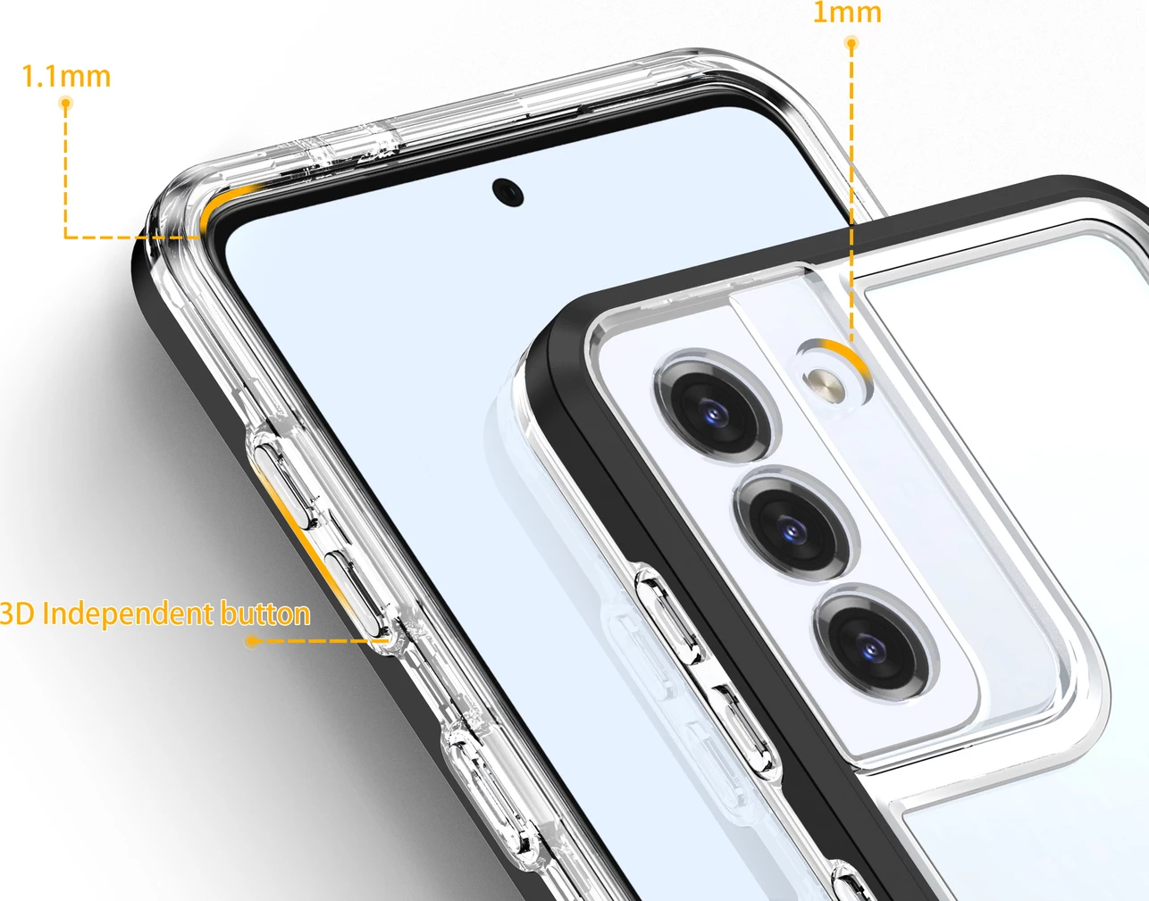 Mbështjellës Hurtel Clear 3in1 për Samsung Galaxy S23, i tejdukshëm me kornizë të zezë