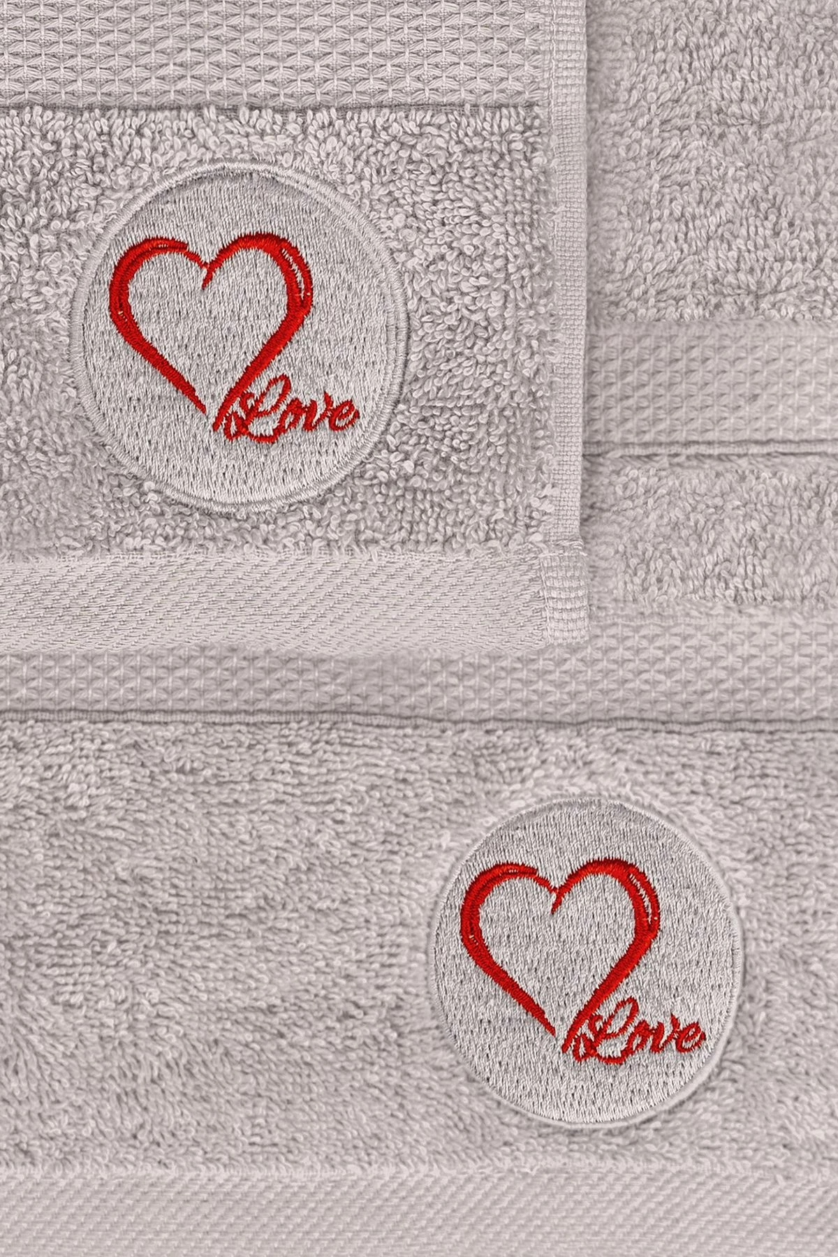 Set peshqirësh duarsh dhe banje (2 copë), Mijolnir, Love, gri
