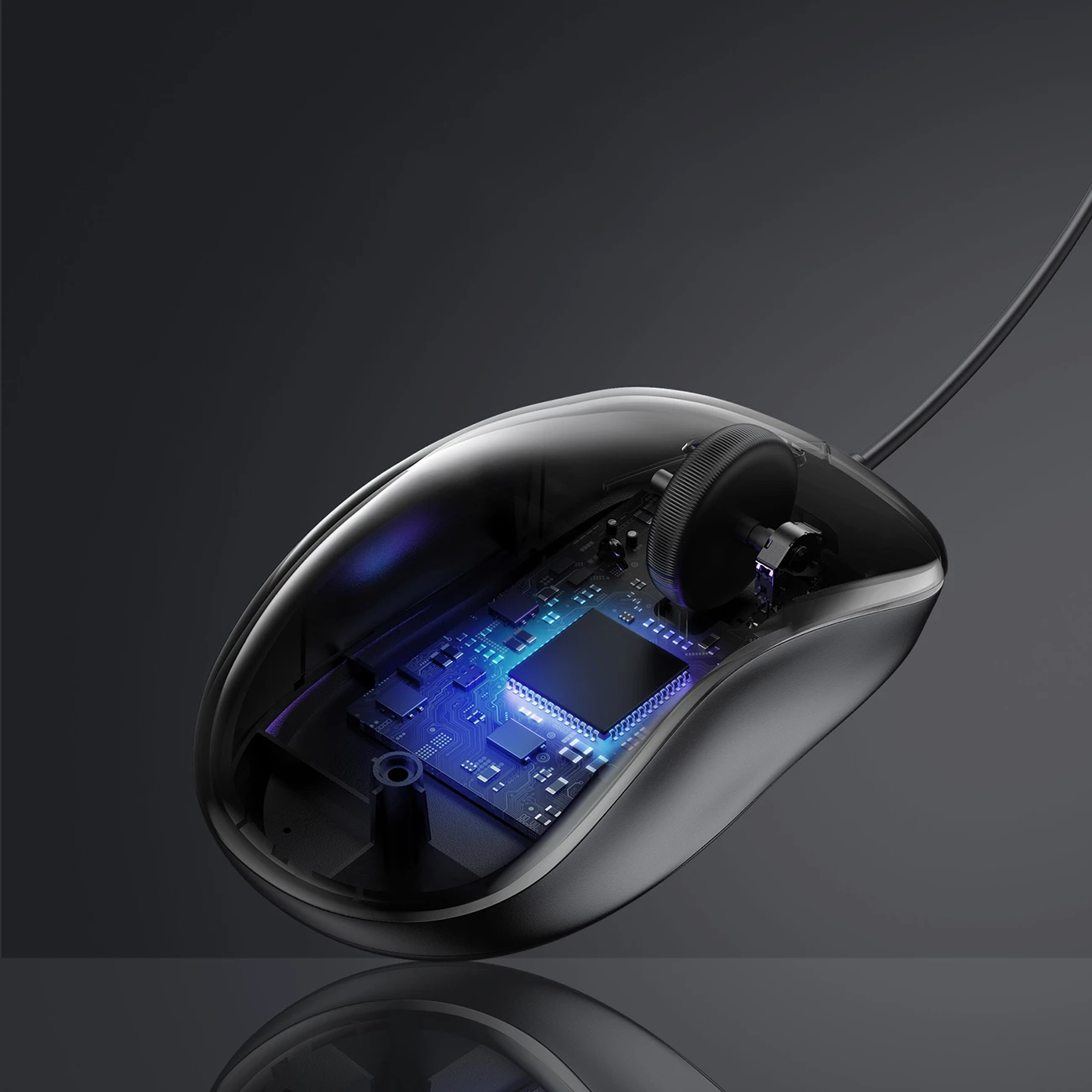 Maus me kabllo Ugreen 90789 1200 DPI, USB 1.5 m, i zi, në kuti
