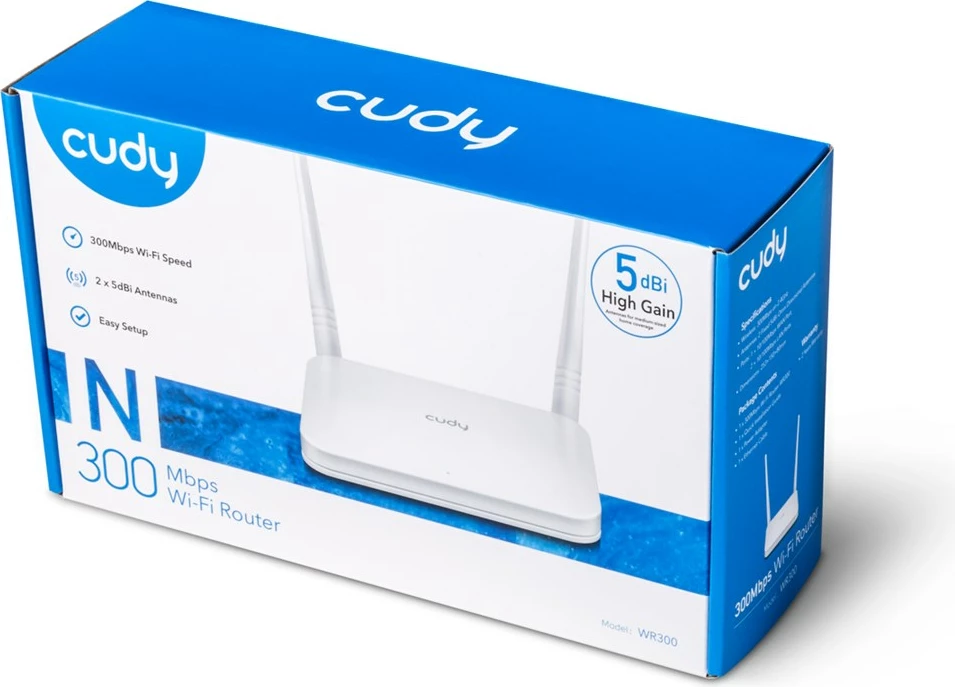 Router Cudy WR300, Wi-Fi 4, 300 Mbit/s, Bardhë