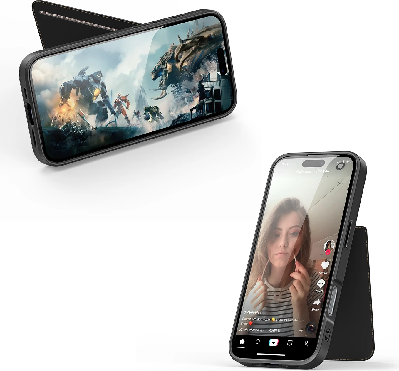 Mbështjellës Dux Ducis Rafi II Mag për iPhone 16, me MagSafe, portofol RFID, me mbajtëse, i zi