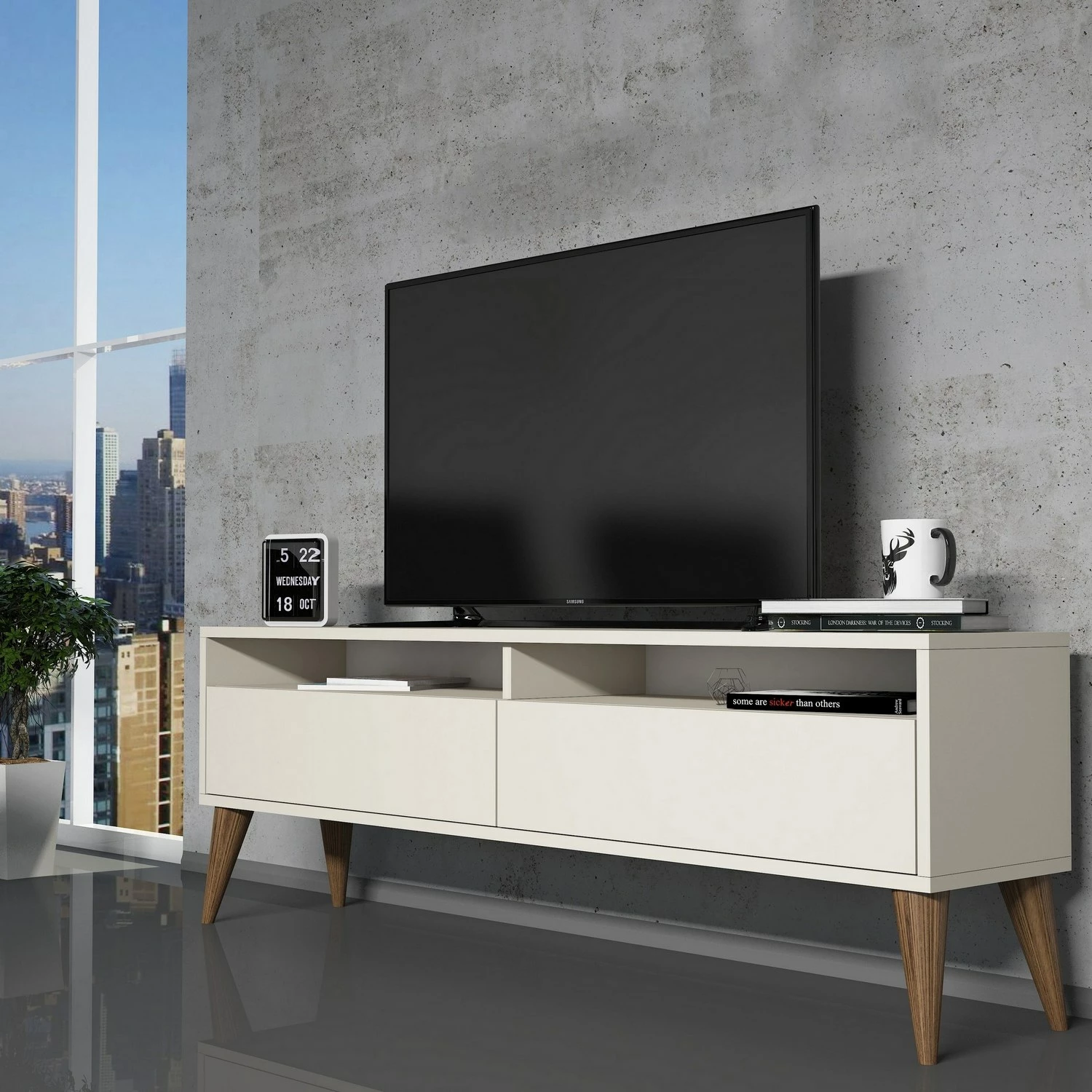 Komodë TV Hanah Home, Best 2, ngjyrë krem