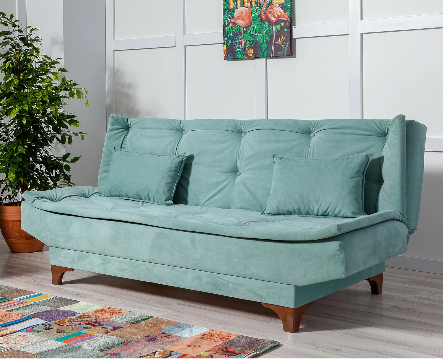 Divan-krevat 3 vendësh, Atelier del Sofa, Kelebek, ngjyrë jeshile deti