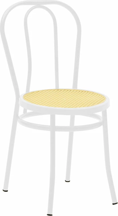 Karrige Vienna pe rattan bezhë-metal bardhë