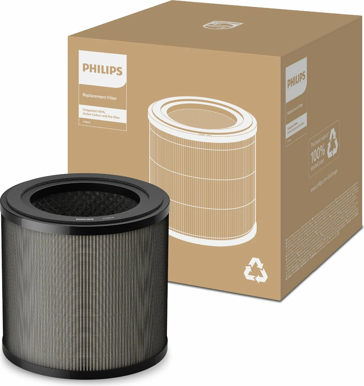 Filter HEPA NanoProtect për pastrues ajri Philips FY0910/30, 3-në-1 (HEPA + karbon aktiv + parafiltër), 1 copë