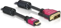 Kabllo DeLOCK HDMI në DVI-D, 3m, 5.1 Gbit/s, male/male, e zezë/kuqe