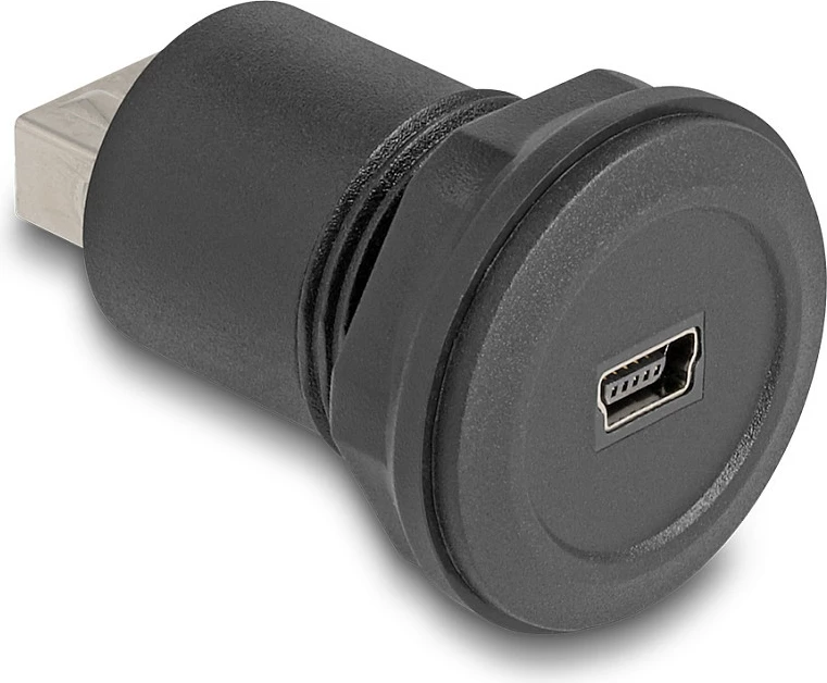 Adapter panel DeLOCK USB 2.0 Mini-B femër në USB-A femër, i zi