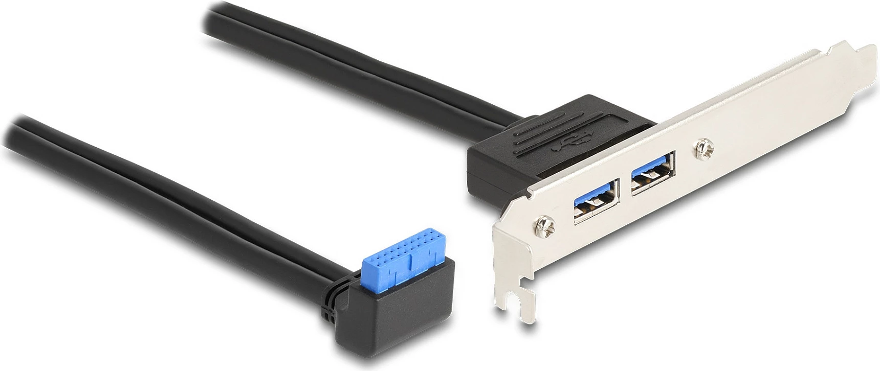Braket sloti DeLOCK, 19-pin USB 3.0 internal në 2x USB-A, 50 cm, 5 Gbps, i zi