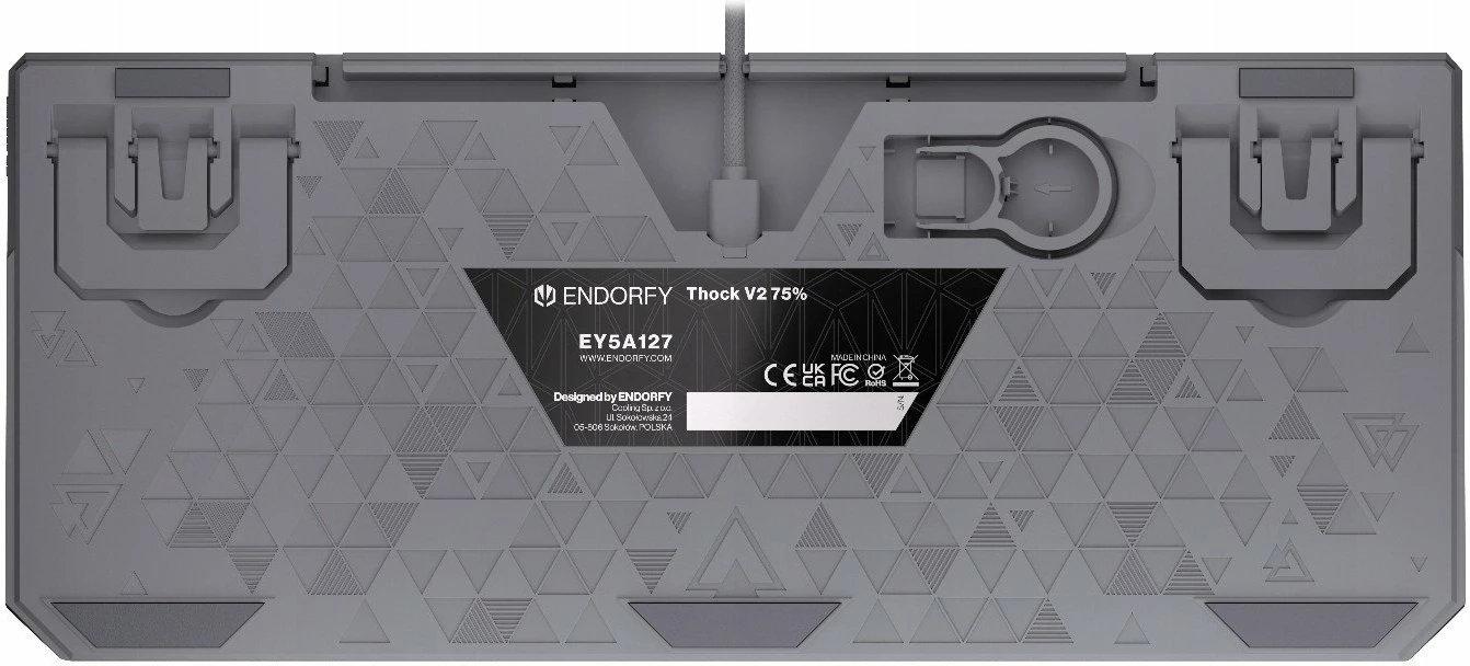 Klawiaturë mekanike Endorfy Thock V2 75% EY5A127, ENDORFY Red switch, hot-swap, ARGB, US ANSI, gri, set me kabllo USB-C dhe 2 switch rezervë