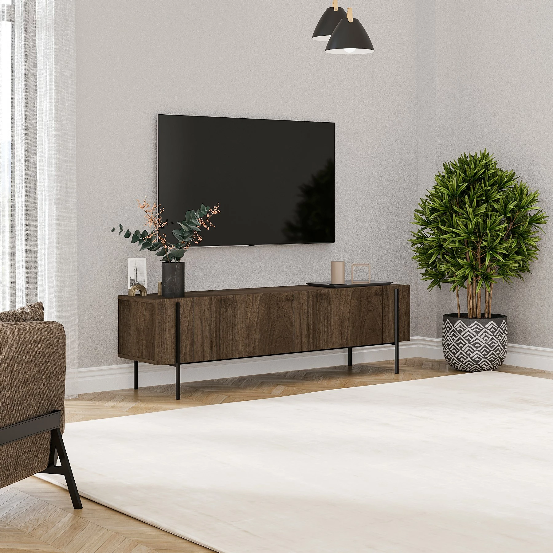 Komodë TV Hanah Home, Herman, ngjyrë arre