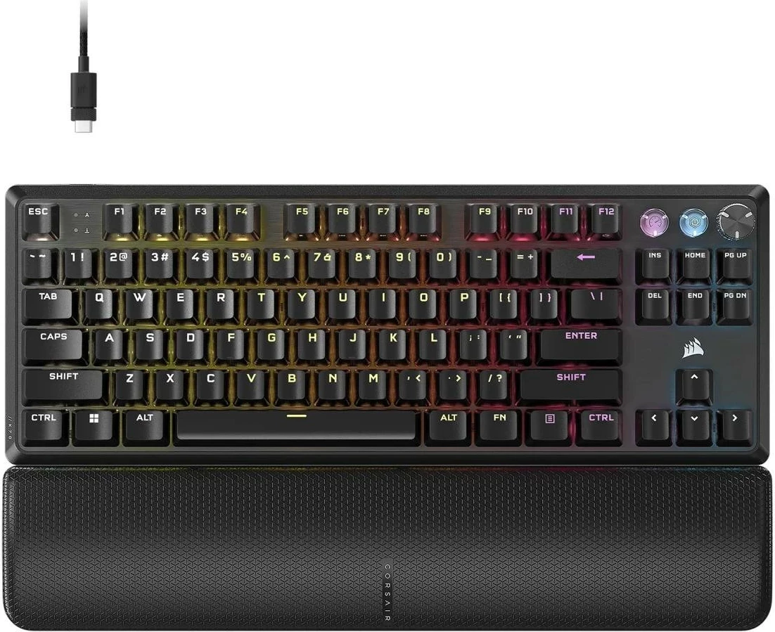 Tastierë Corsair K70 PRO TKL-MGX V2, RGB, US, me palm rest, e zezë