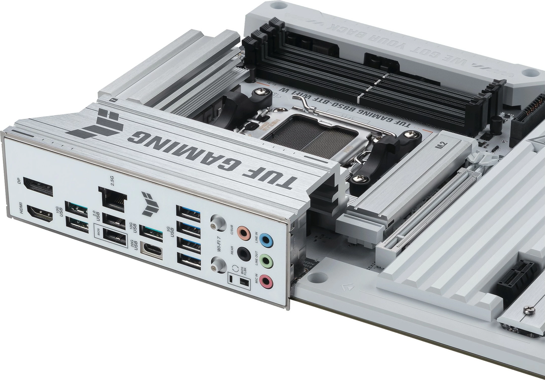 Pllakë amë ASUS TUF GAMING B850-BTF WIFI W, ATX, Wi-Fi, bardhë