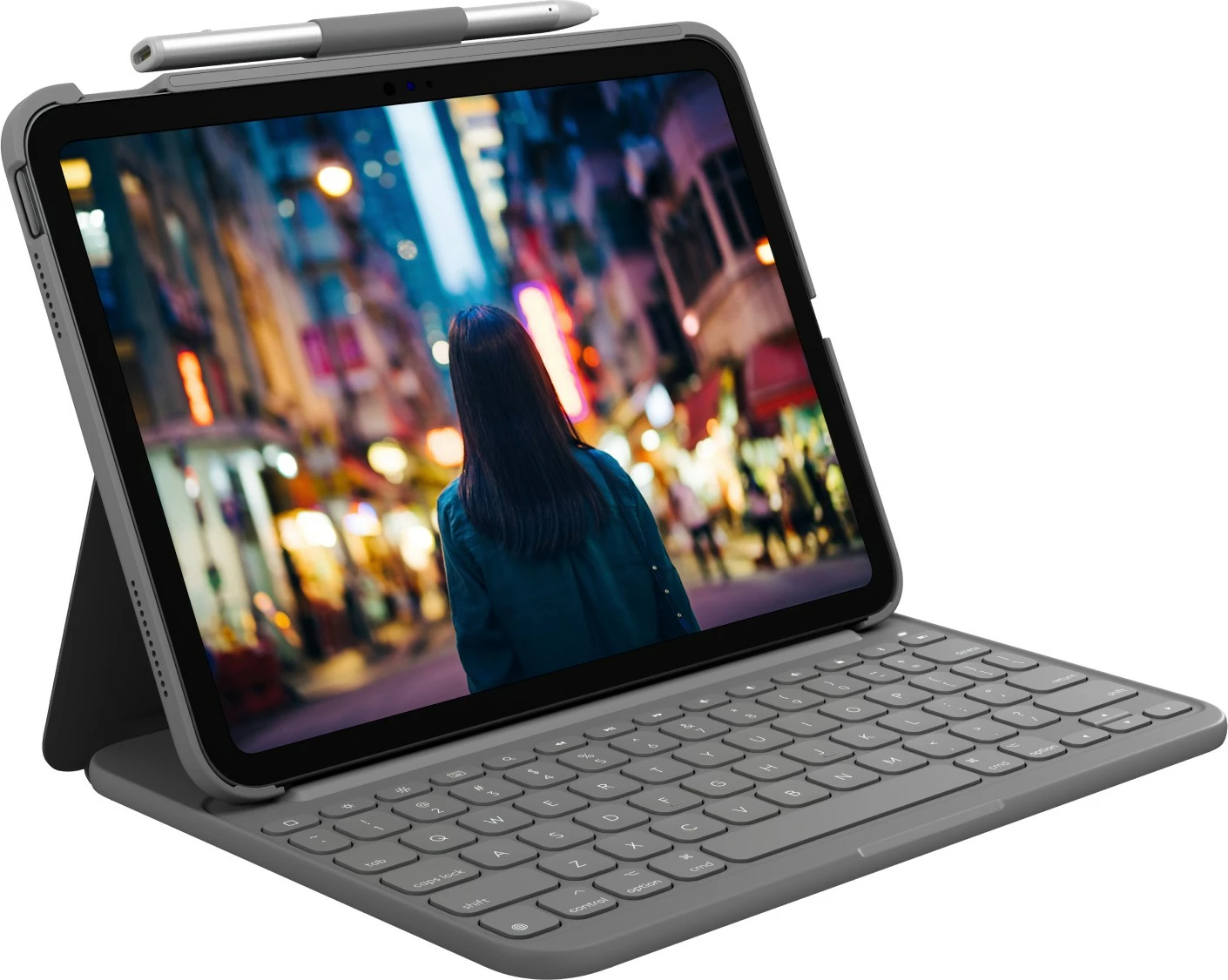 Tastierë me mbështjellës Logitech Slim Folio për iPad 10th Gen, Bluetooth, Oxford Grey