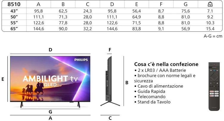 Televizor Philips 43PUS8510/12 43\" 4K QLED Ambilight, i zi