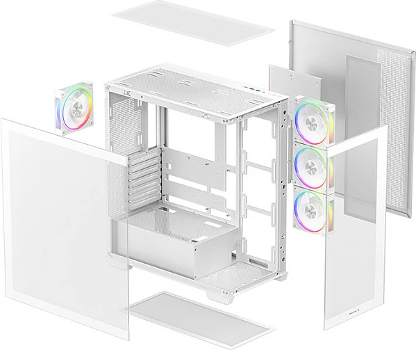 Kasë Deepcool CG580 4F V2, Midi Tower, xham i temperuar, RGB, e bardhë