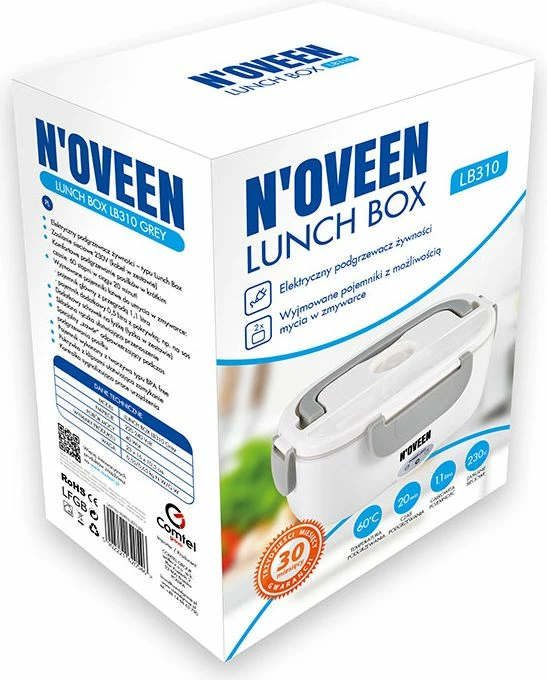 Lunch box me ngrohës Noveen LB310 1.1 L + 0.5 L, 230V, set me 2 enë dhe lugë, gri