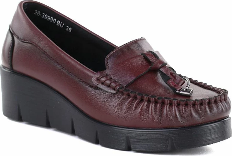 Mokasina platforme për femra Vinceza 39990, lëkurë, burgundy