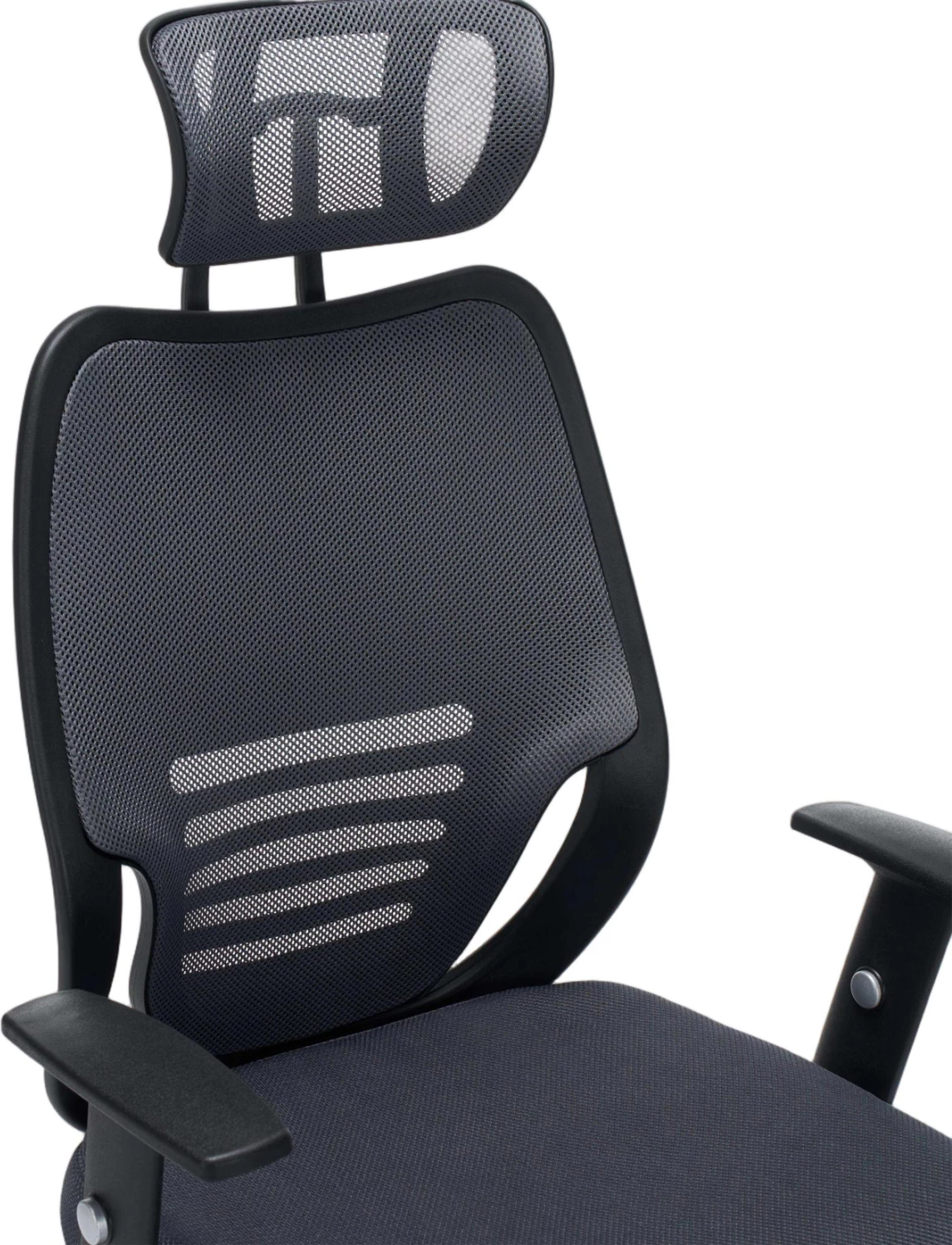 Karrige zyre BRIEF, material rrjete gri, bazë e kromuar, FH1206.02, 63x64x122cm