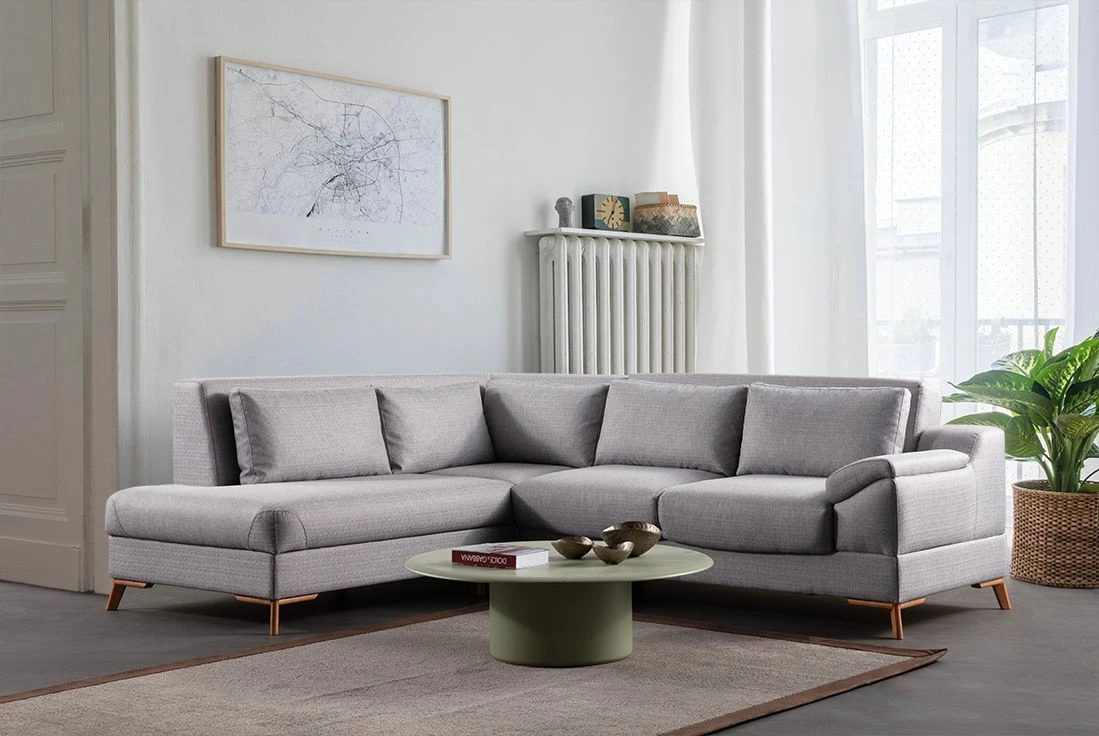 Kënd-sofë krevate Atelier del Sofa, ngjyrë gri, Aqua (Chl majtas + 2R)