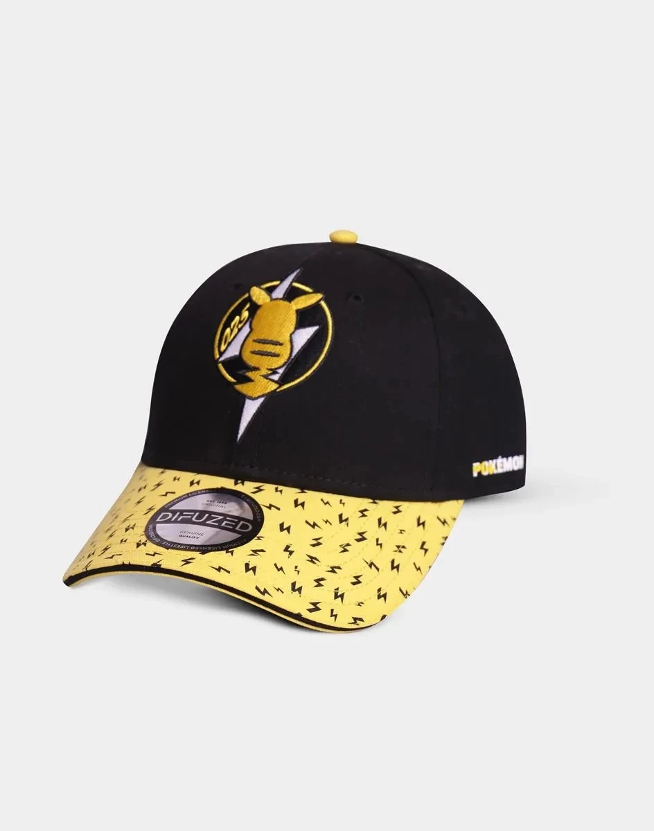 Kapelë bejsbolli Difuzed Pokémon Pika Badge, e rregullueshme, me patch të qëndisur, zi/verdhë