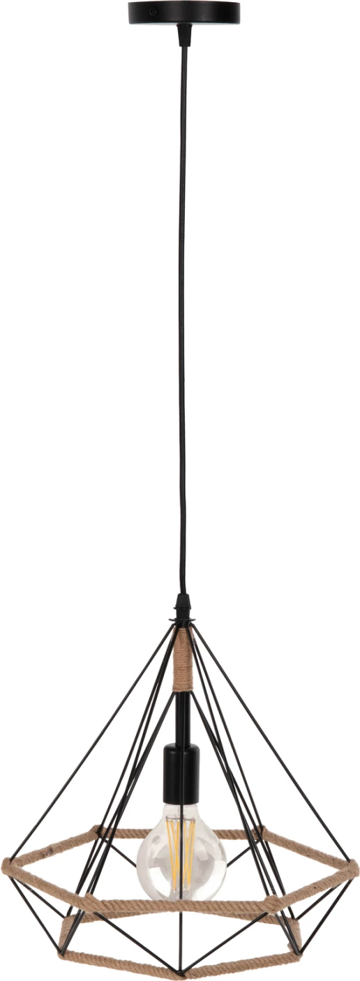 Llambë varëse tavani FH4062 metalike e zezë me litar 33x37x128Hcm