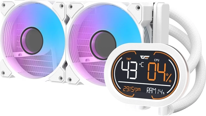 Kasë ftohëse me ujë Darkflash DH240D, ARGB, për CPU, e bardhë