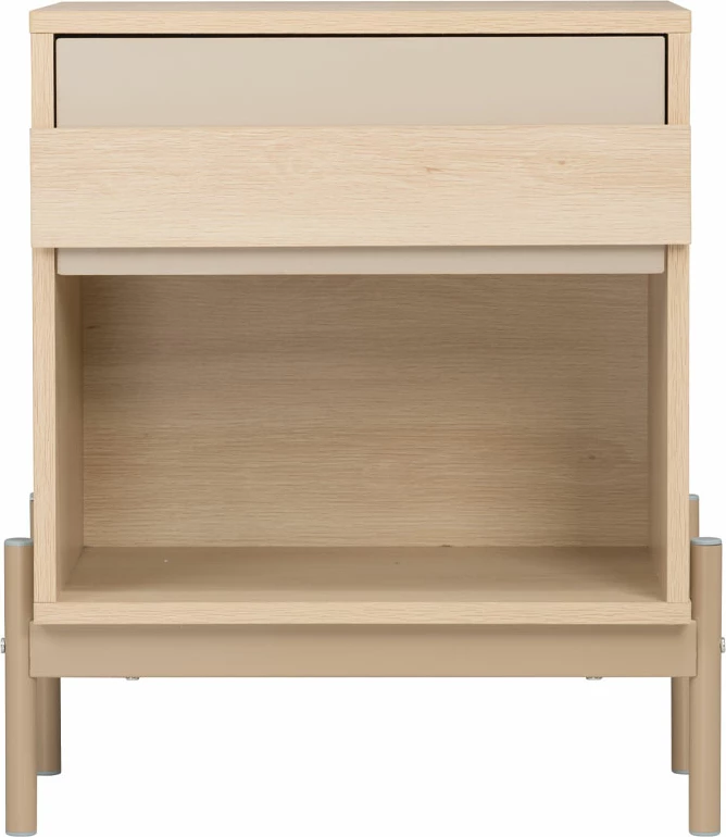 Komodinë Cappuccino, një sirtar, ngjyrë sonoma-latte, 49.6x36.5x57 cm