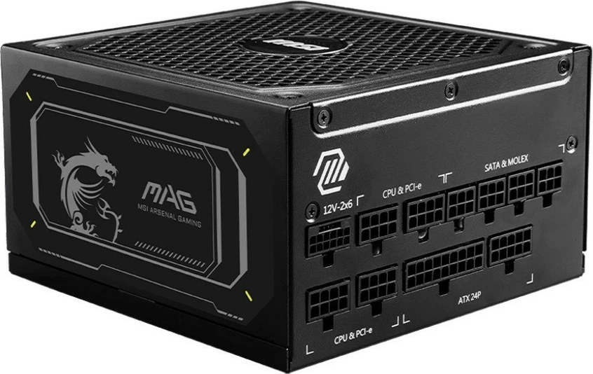 Furnizues energjie PC MSI MAG A1000GL PCIE5 II 1000W 80 PLUS Gold modular ATX 3.1 me PCIe 5.1 16-pin, e zezë