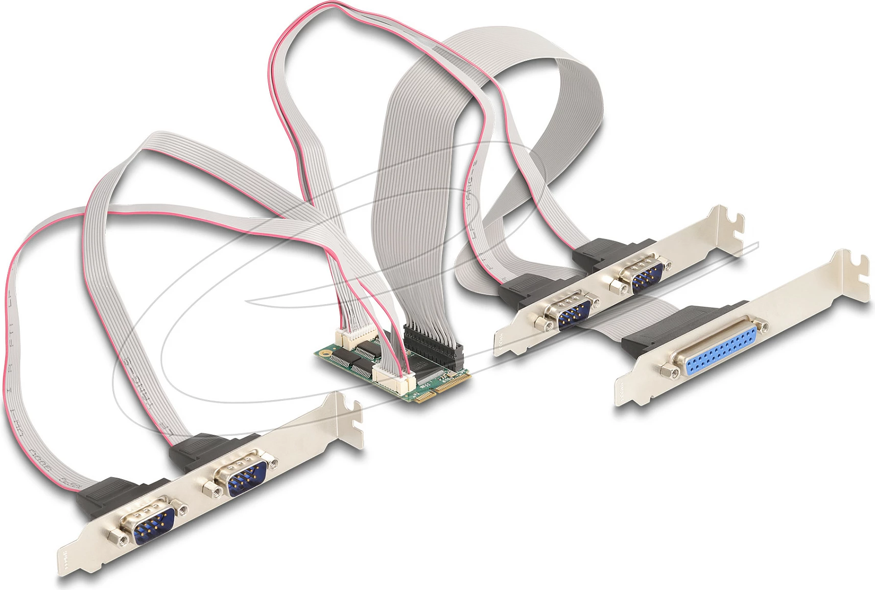 Adapter Mini PCIe DeLOCK 95279, 4x porta seriale + 1x portë paralele, 460.8 Kbit/s, zi/ari/jeshile