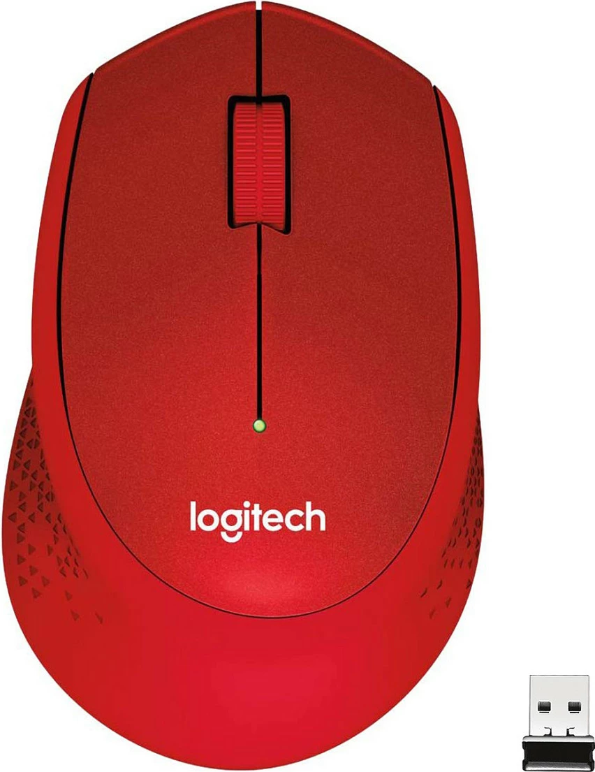 Maus Logitech M330 SILENT PLUS, Djathtas, Mekanik, RF Wireless, 1000 DPI, Kuqe