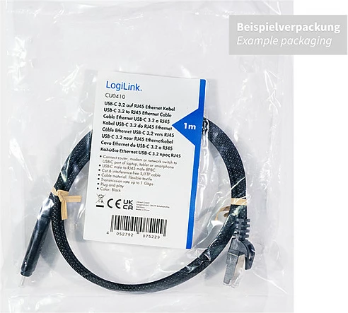 Kabllo Ethernet USB-C LogiLink, USB 3.2 në RJ45, 1 Gbps, 5 m, e zezë/gri