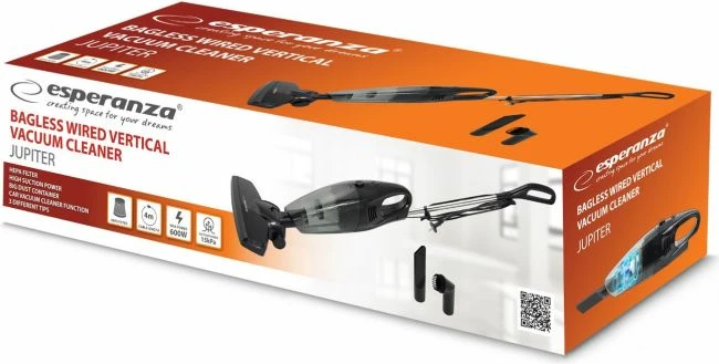 Fshesë elektrike vertikale me kabllo Esperanza Jupiter EHV101K, e zezë